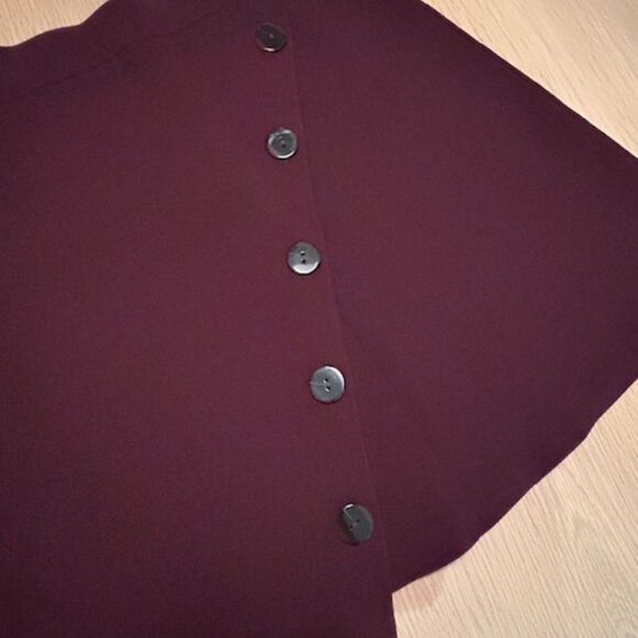 Sandro - Autumn Berkeley Fiji Asymmetric Button Skirt In Bordeaux - Picture 9 of 9